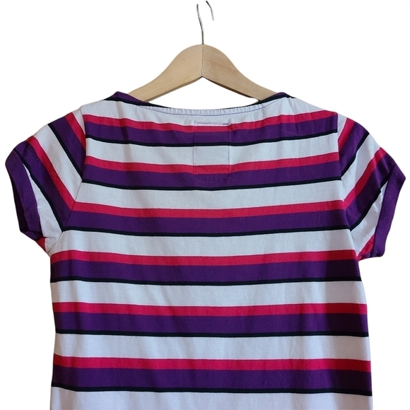 Helly Hansen white pink purple striped short-sleeved coastal core tee shirt - Picture 5 of 8